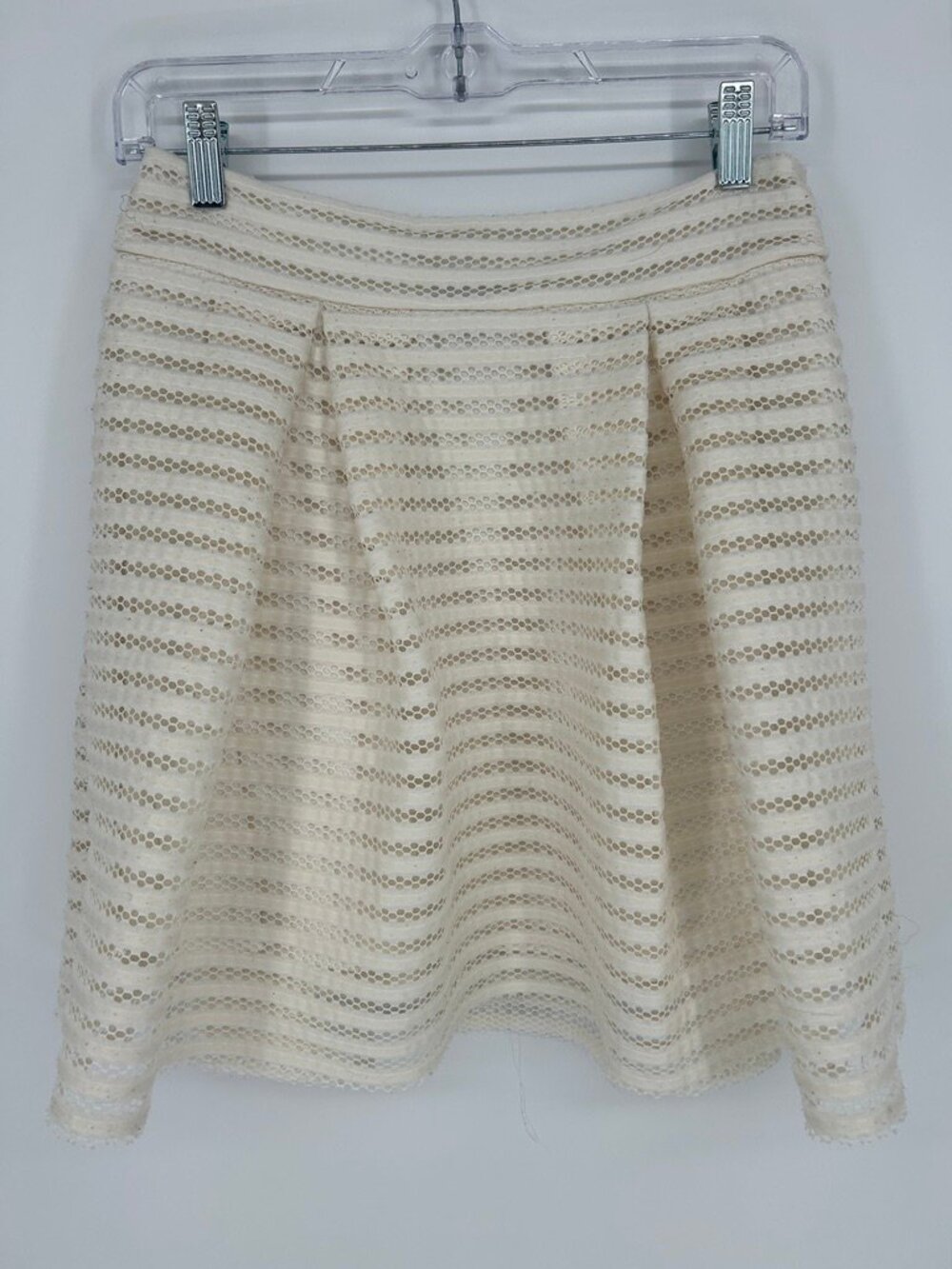 Express Size 6 Ivory Lace Mini Skirt ALine Preppy Coquette Sorority Rush Romance